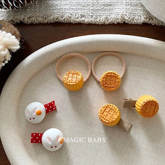 Mid Autumn Festival Traditional Rabbit Hair Clips for Baby Girls Ribbon Mooncake Alligators for Kids Children Hair Accessories