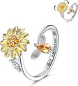 The opening is adjustable. / Silver(Sunflower and Bee)