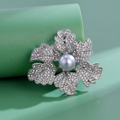 Fashion Flowers Floral Imitation Pearl Sweet Brooches for Girls Elegant Glitter Sparkle Pins Jewelry for Women Ladies Accessory