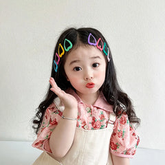 Sweet Cute Solid Color Heart Shaped Hair Clips for Baby Girls Simple Minimalistic Snap Clips for Kids Children Hair Accessories
