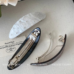 Vintage Stylish Acetate Hair Snap Clips for Girls Solid Color Sequined Glitter Hair Accessories for Women Ladies Elegant Fashion