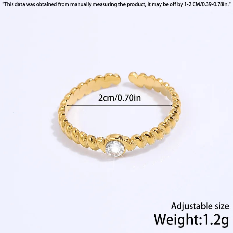 Fashionable Rings Women Simple Wheat Ear Style Gemstone Rings Versatile High-end Stainless Steel Jewelry Accessories Wholesale