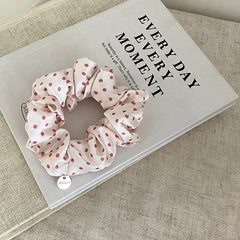 Fashion Cute Sweet Polka Dot Heart Shaped Scrunchies for Baby Girls Elegant Simple Hair Ties for Kids Children Hair Accessories