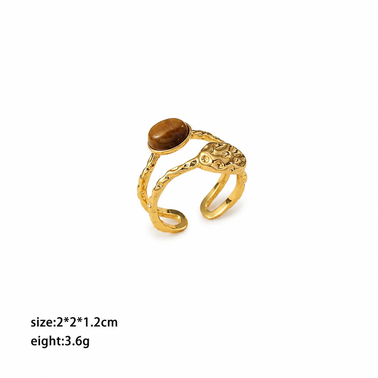 Unisex Silver Gold Color Copper Tiger Eye Stone Black Agate Open Rings Fashion Charms Dainty Factory Price in Stock Jewelry