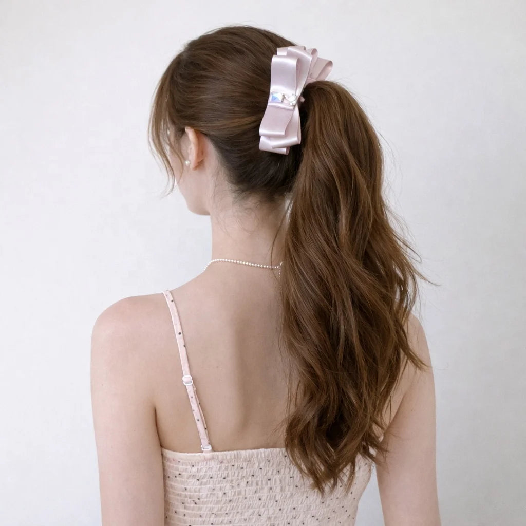 Fashion Elegant Glitter Bowknot Solid Color Hair Clips for Girls Banana Clips for Women Ladies Hair Accessories in Stock Sweet