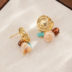 Ladies Shell Turquoise S925 Silver Freshwater Pearl Stud Earring Elegant Charms Dainty Low MOQ in Stock Bulk Jewelry for Women