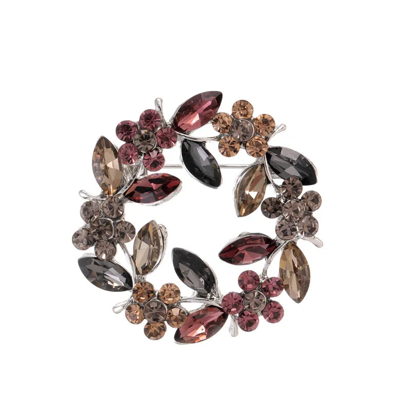 Fashion Glitter Flowers Floral Sweet Brooches for Girls Trendy Stylish Rhinestone Sparkle Jewelry for Women Ladies Accessories