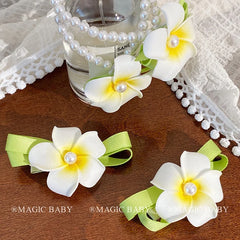 Fashion Flower Imitation Pearl Luxurious Scrunchies for Baby Girls Sweet Cute Elegant Hair Ties for Kids Child Hair Accessories