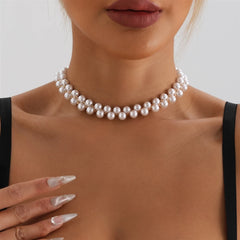 Fashion Simple Imitation Pearl Luxury Glitter Necklaces for Girls Sweet Cute Elegant Trendy Jewelry for Women Ladies Accessories