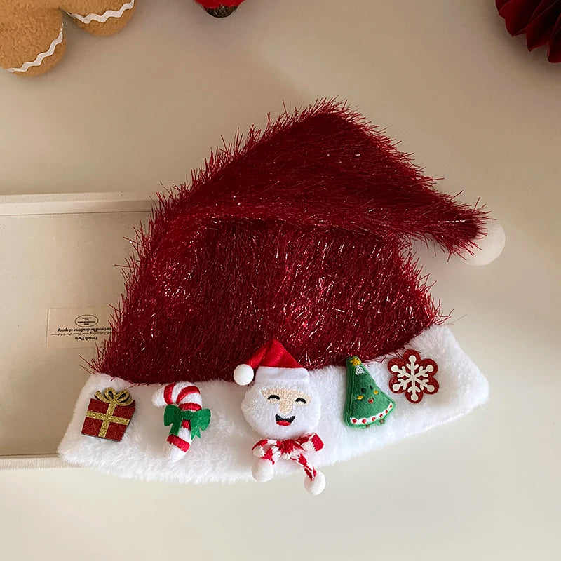 2025 Christmas Classic Santa Claws Sweet Hat for Baby Girls Cute Fashion Hair Accessories for Kids Children Chinese Supplier