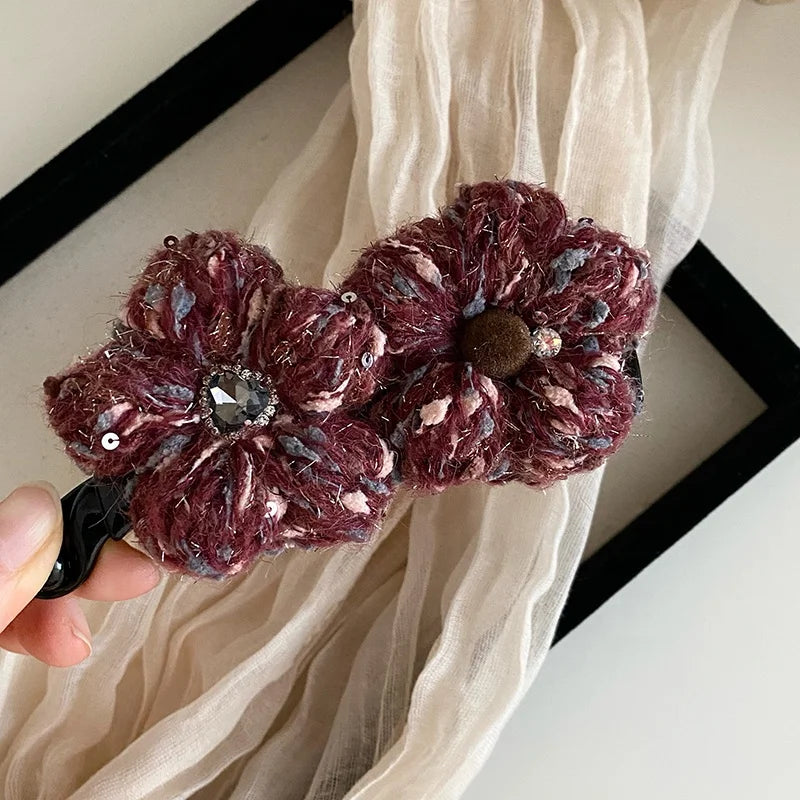 Women Winter Autumn Flower Shape Banana Clips Fashion Elegant Vintage Lightweight Wholesale in Stock Hair Clips Accessories