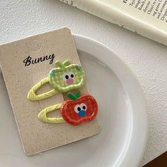Fashion Sweet Cute Apple Fruits Plaid Hair Clips for Baby Girls Stylish Kawaii Snap Clips for Kids Children Hair Accessories