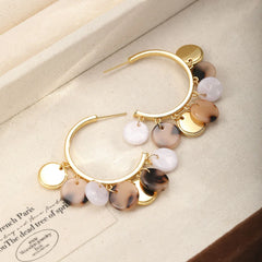 Fashion Classic Simple Copper White K Plated Acrylic Hoop Earrings for Girls Jewelry for Women Ladies Wholesale China Factory