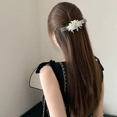 Women 2025 Hot Sale Silver Imitation Pearl Rhinestone Alligator Clips Elegant Simple Chic in Stock Hairpin Accessories for Girls