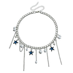Fashion Sweet Glitter Star Imitation Pearl Link Necklaces for Girls Trendy Glitter Y2K Jewelry for Women Ladies Accessories