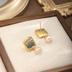 Fashion S925 Silver Copper 18K Gold Plated Drop Earrings for Girls Freshwater Pearl Jewelry for Women Ladies Wholesale Bulk