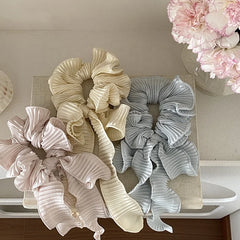 Fashion Ribbon Bowknot Elegant Solid Color Scrunchies for Girls Trendy Sweet Hair Ties for Women Ladies Hair Accessories Chic