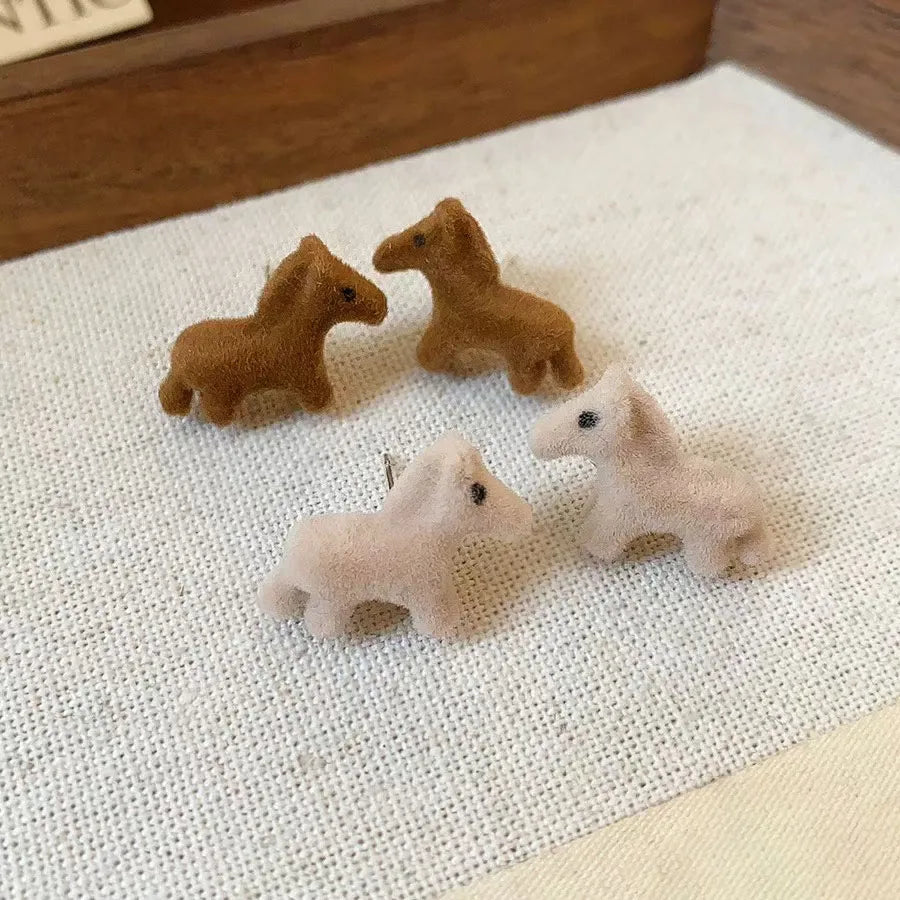 Fashion Sweet Fluffy Animals Bear Stud Earrings for Girls Trendy Imitation Pearl Jewelry for Women Ladies Accessories Wholesale