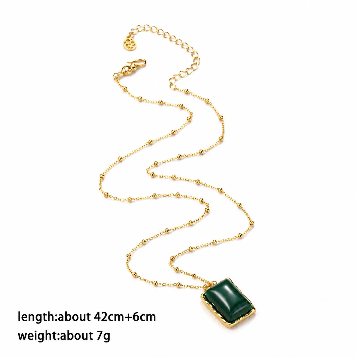 Fashion Green Agate Pendent Copper 18K Gold Plated Necklaces for Girls Elegant Jewelry for Women Ladies Wholesale China Factory