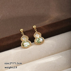 Fashion S925 Silver Shell White Zircon Gourd Drop Earrings for Girls Elegant Jewelry for Women Ladies Wholesale China Factory