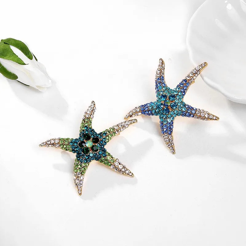 Fashion Star Sweet Glitter Rhinestone Brooches for Girls Elegant Trendy Glamorous Pins Jewelry for Women Ladies Accessories