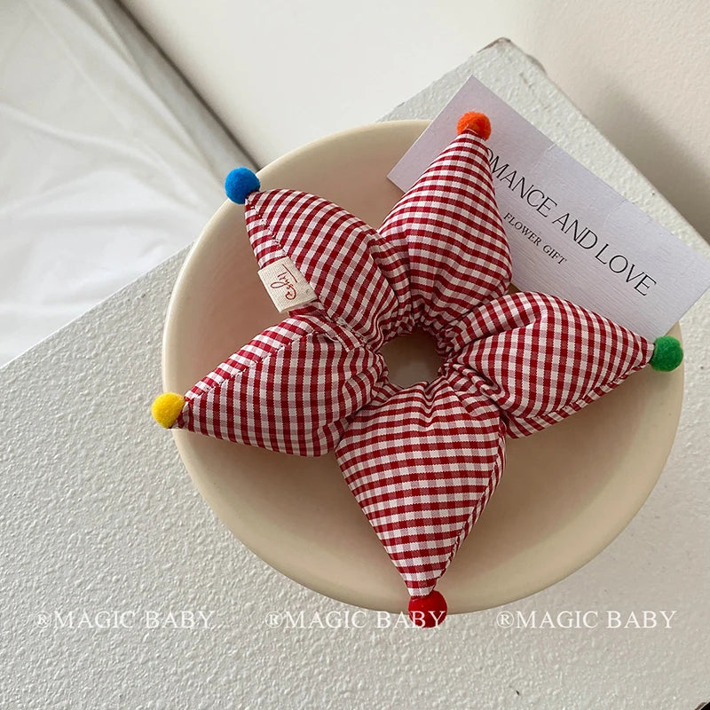 Fashion Star Polka Dot Scrunchies for Baby Girls Cute Kawaii Plaid Stripe Hair Ties for Kids Children Hair Accessories in Stock