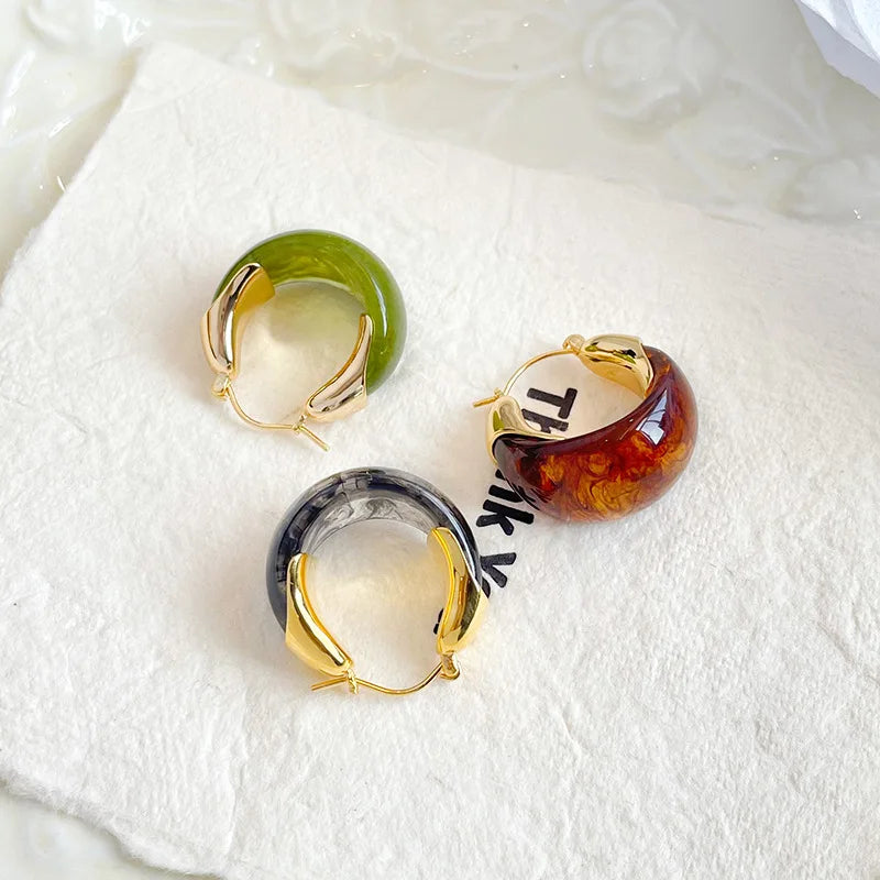 Fashion Resin Simple Hoop Earrings for Girls Sweet Elegant Jewelry for Women Ladies Wholesale China Manufacturer Low MOQ Bulk