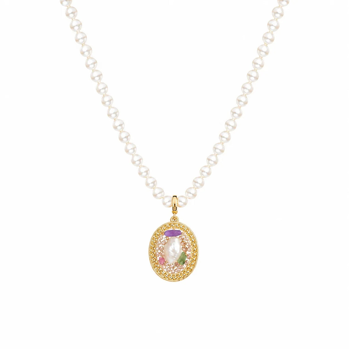 Female Freshwater Pearl Drip Glaze Hand-Painted Natural Stone Zircon Blue Necklace Factory Price in Stock Elegant Jewelry Causal