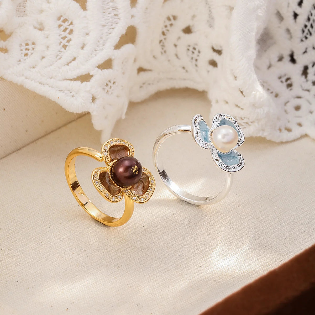 Women Brown Rhinestone S925 Silver 18k Gold-plated Rings Factory Price Low MOQ in Stock Charms Fashion Jewelry for Female Daily