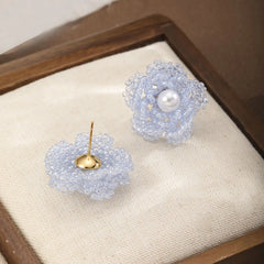 Fashion Beads Flower Sweet Stud Earrings for Girls Trendy Stylish Jewelry for Women Ladies Wholesale China Manufacturer Bulk