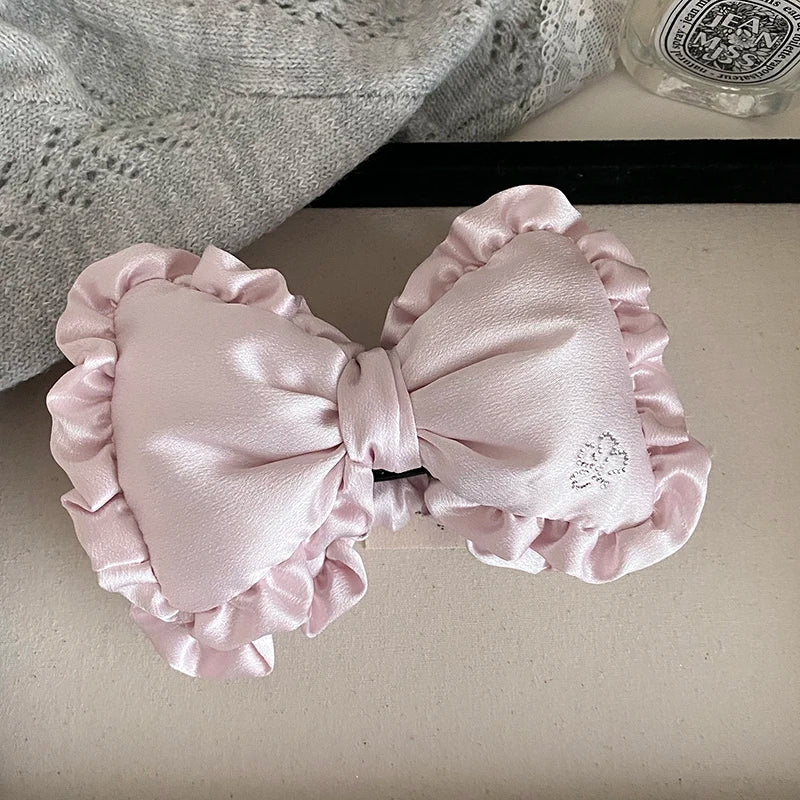 Trendy Lustrous Luxury Bowknot Satin Hair Clips for Girls Sweet Elegant Cute Banana Clips for Women Ladies Hair Accessories
