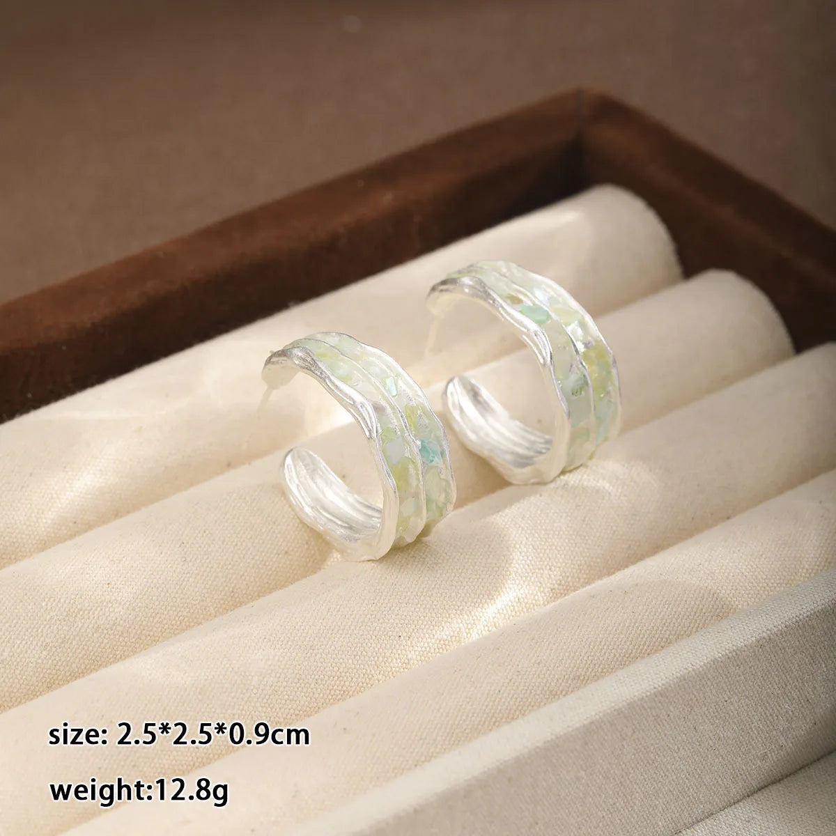 Fashion Crushed Shell S925 Silver  Classic Trendy Hoop Earrings for Girls Stylish Jewelry for Women Ladies Wholesale Bulk
