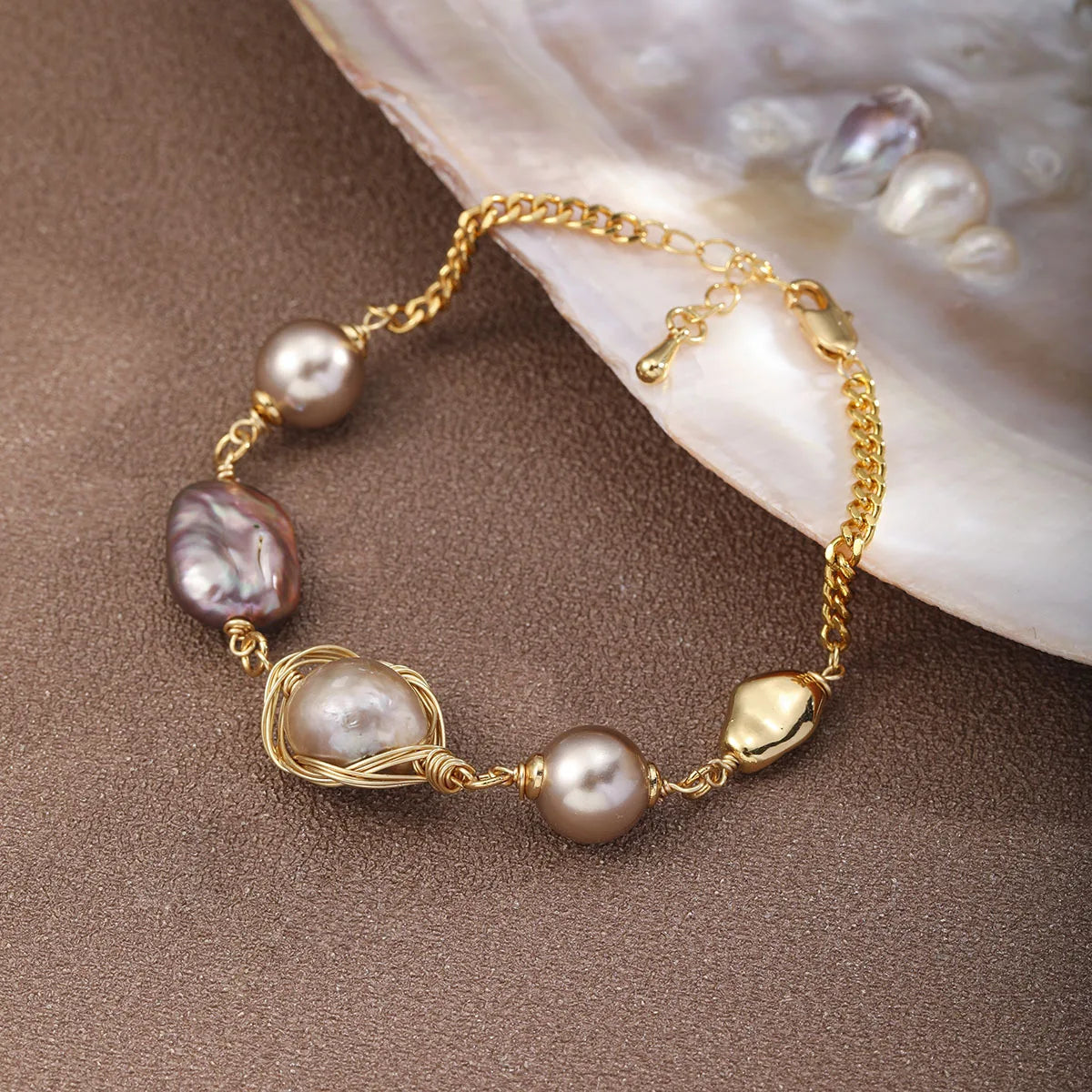 Fashion Baroque Pearl Purple Glass Pearl Bracelets for Girls French Style Jewelry for Women Ladies Wholesale China Factory