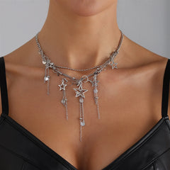 Fashion Sweet Tassel Star Elegant Necklaces for Girls Dainty Glamorous Charms Jewelry for Women Ladies Accessories Wholesale
