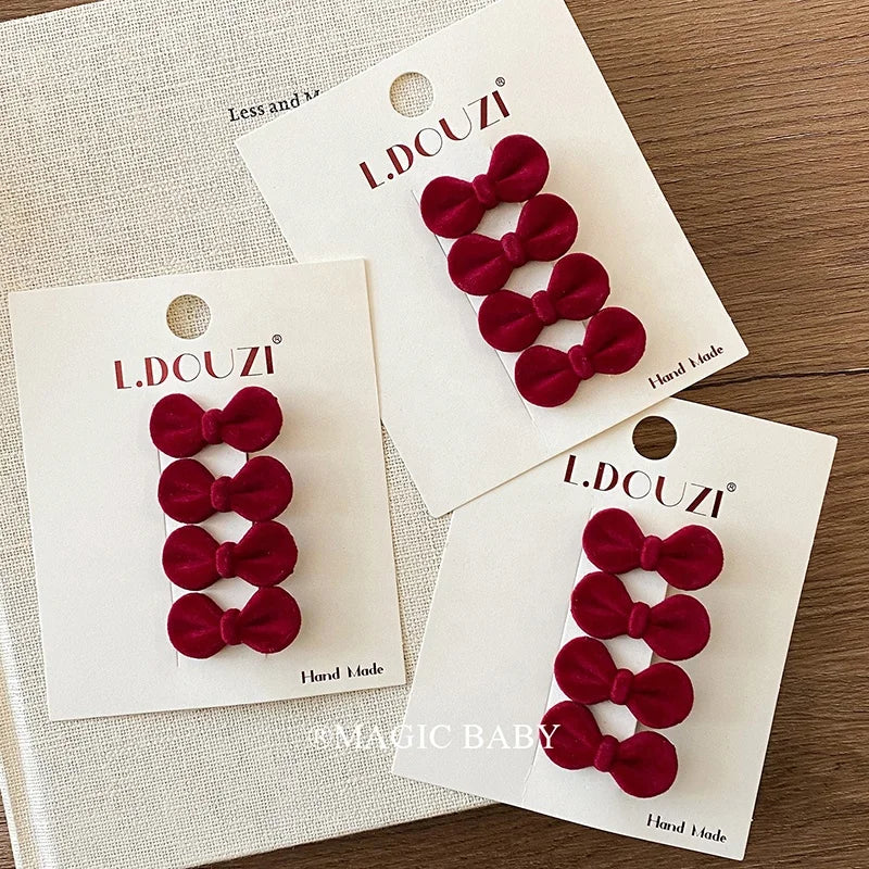 Fashion New Year Velvet Bowknot Hair Clips for Baby Girls Chic Classic Alligators for Kids Children Hair Accessories in Stock