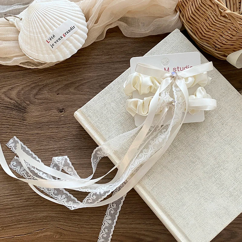 Fashion Ribbon Bowknot Scrunchies for Girls Sweet Elegant Trendy Hair Ties for Women Ladies Hair Accessories Female Chic
