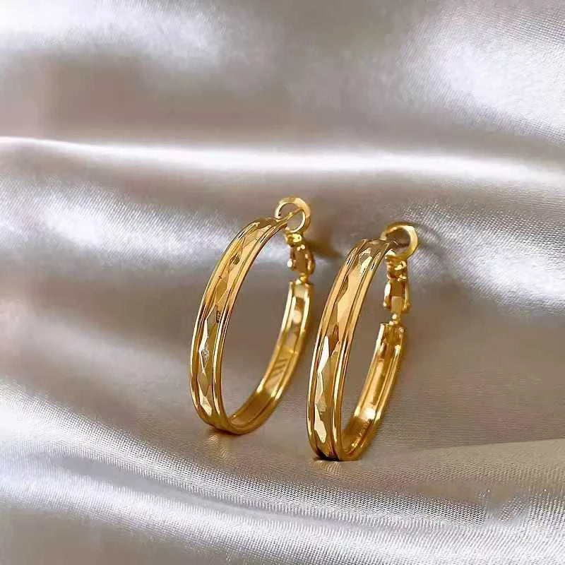 Fashion Luxury Simple Minimalistic Hoop Earrings for Girls Elegant Trendy Stylish Jewelry for Women Ladies Accessories Chic