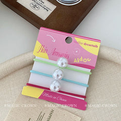 Women Solid Multiple Color Imitation Pearl Ponytail Holder Scrunchies Simple Classic in Stock Hair Ties Accessories for Female