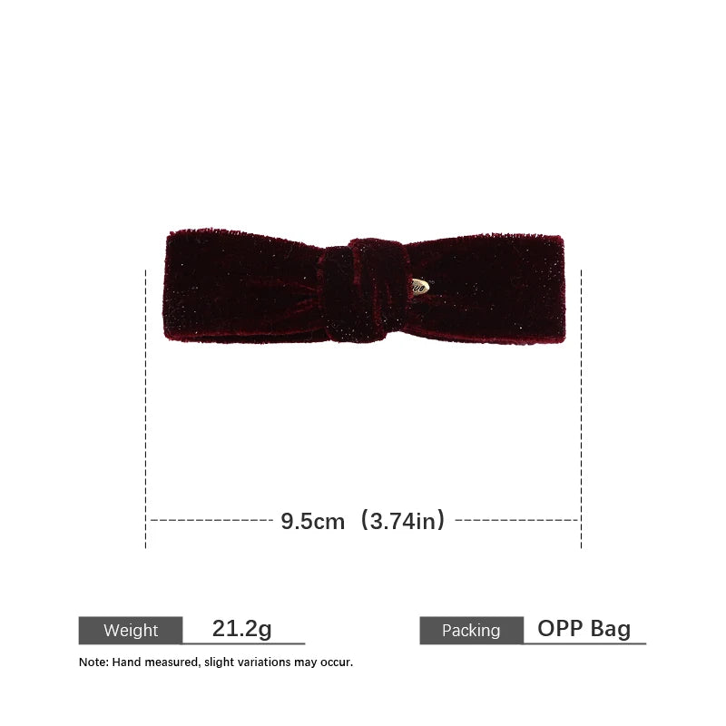 Fashion Simple Minimalistic Bowknot Hair Clips for Girls Lustrous Glitter Velvet Banana Clips for Women Ladies Hair Accessories