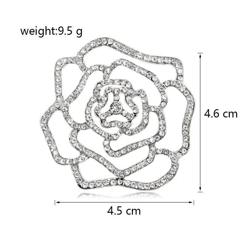 Fashion Glitter Rhinestone Sweet Floral Brooches for Girls Stylish Elegant Sparking Pins Jewelry for Women Ladies Accessories