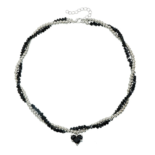 Y2K Fashion Sweet Heart Cute Glamorous Necklaces for Girls Trendy Stylish Beads Jewellry for Women Ladies Female Accessories