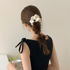 Classic Simple Solid Color Flower Scrunchies Elegant Chic Hair Clips for Girls and Women Sweet Stock Hair Accessories for Kids