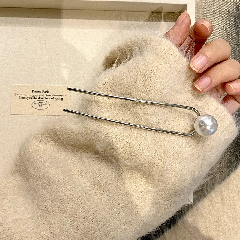 Female Hot Sale Simple Imitation Pearl Small Hair Fork Fashion Chic Elegant Customized Wholesale in Stock Causal Hair Accessory