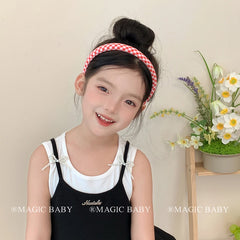 Simple Minimalistic Fashion Plaid Head Band for Baby Girls Trendy Stylish Kawaii Hair Band for Kids Hair Accessories in Stock