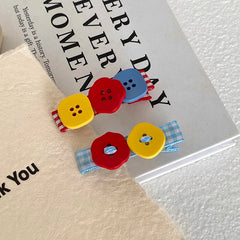 2025 New Design Acrylic Button Multicolor Small Alligator Clips Fashion Beauty Wholesale Stock Hairpins Accessories Kids Carton