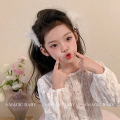 Exaggerated Luxurious Feather Glitter Hair Clips for Baby Girls Fashion Sweet Cute Alligators for Kids Child Hair Accessories