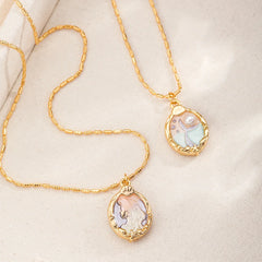 Fashion Copper 18K Gold Hand-Painted Drip Glaze Necklaces for Girls Freshwater Pearl Jewelry for Women Ladies Wholesale Bulk