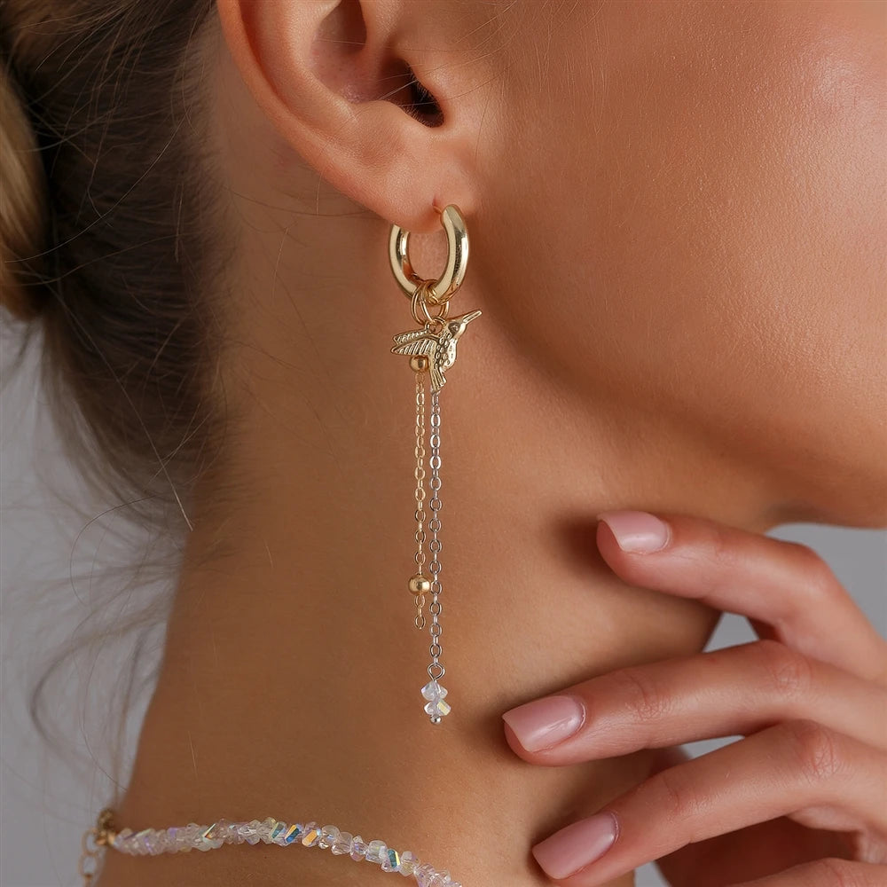 Fashion Bird Animals Tassel Dainty Trendy Necklaces for Girls Sweet Cute Glamorous Charms Jewelry for Women Ladies Accessories