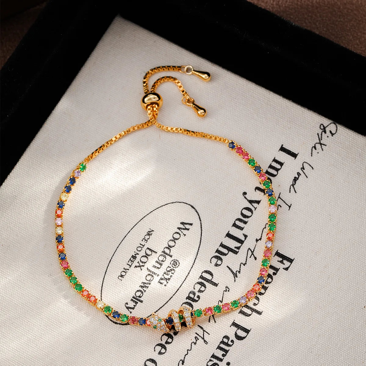 Female Colored Rhinestone 18k Gold-plated Zircon Bracelet Fashion Charms Dainty Low MOQ in Stock Jewelry for Women Daily Causal