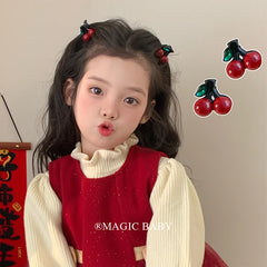 Cute Cherry Fruit Fashion Glitter Hair Clips for Baby Girls Kawaii Trendy Alligators for Kids Children Hair Accessories in Stock